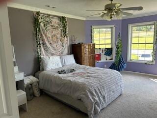 134 Meadowbrook Ln, Walnut Shade, MO 65771 - carpeted bedroom featuring ornamental molding and a ceiling fan
