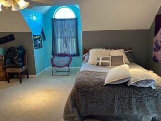 134 Meadowbrook Ln, Walnut Shade, MO 65771 - bedroom with lofted ceiling, carpet flooring, and ceiling fan