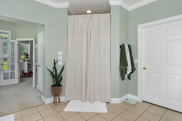 1776 S Gregg Rd, Nixa, MO 65714 - foyer featuring ornamental molding, light tile patterned flooring, french doors, and light colored carpet