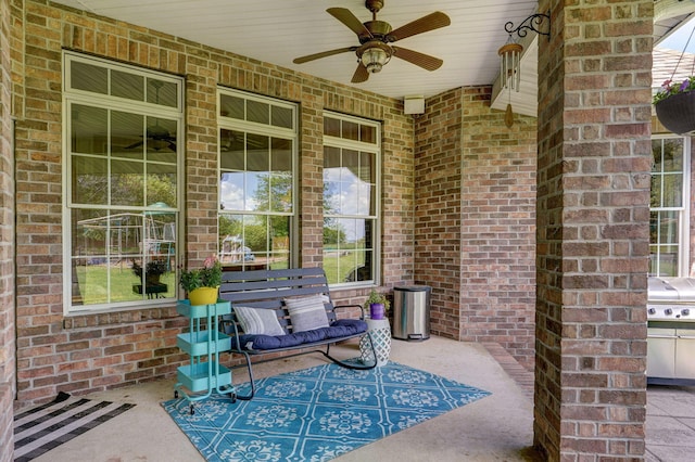 1776 S Gregg Rd, Nixa, MO 65714 - covered porch with a ceiling fan and grilling area