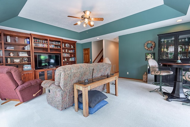 280 Center Rd, Ozark, MO 65721 - carpeted living room featuring a ceiling fan and recessed lighting