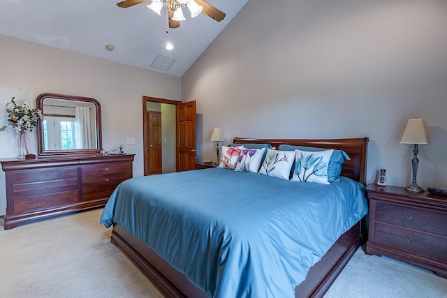280 Center Rd, Ozark, MO 65721 - bedroom featuring carpet, ceiling fan, and high vaulted ceiling