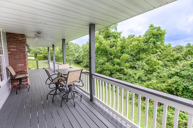 280 Center Rd, Ozark, MO 65721 - deck with ceiling fan and a yard