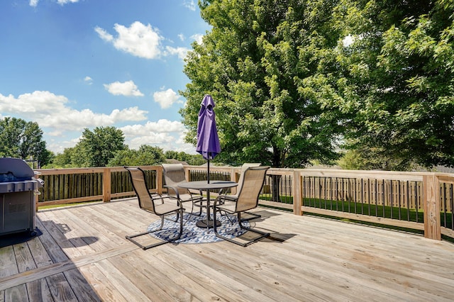 3605 N 30th St, Ozark, MO 65721 - wooden deck with area for grilling and outdoor dining space