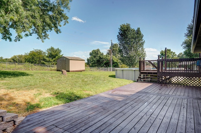 904 N 41st St, Nixa, MO 65714 - wooden terrace featuring a storage unit and a fenced backyard
