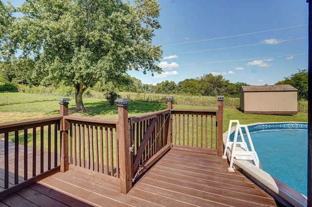 904 N 41st St, Nixa, MO 65714 - deck featuring a storage unit and an outdoor pool