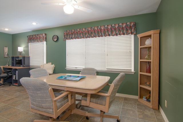 618 Parnell Cir, Branson, MO 65616 - dining space featuring a ceiling fan, an office area, and recessed lighting