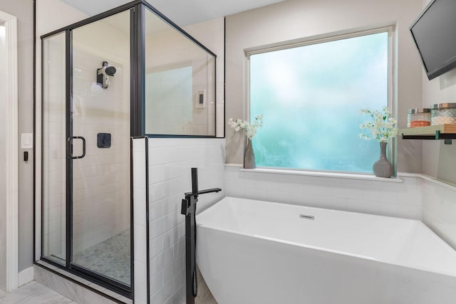 277 Country Bluff Dr, Branson, MO 65616 - bathroom with a freestanding tub and a shower stall