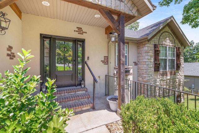 277 Country Bluff Dr, Branson, MO 65616 - property entrance with stucco siding and stone siding
