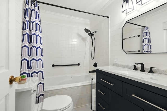 107 Oakwood Dr, Branson, MO 65616 - full bathroom with vanity, tiled shower / bath combo, and ornamental molding
