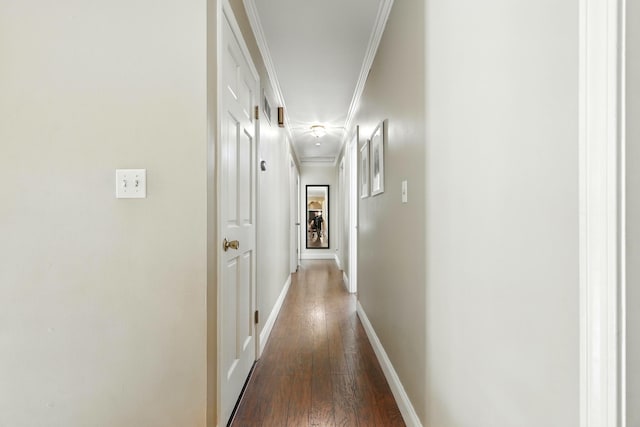 107 Oakwood Dr, Branson, MO 65616 - hallway featuring attic access, dark wood finished floors, and ornamental molding
