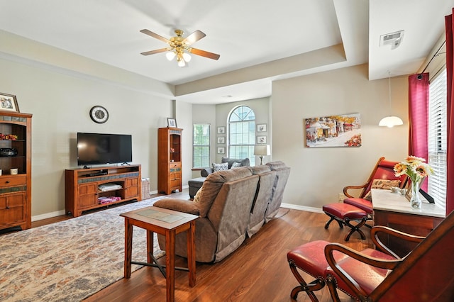 7815 Cozy Cove Rd Unit 3-15, Branson, MO 65616 - living room featuring a ceiling fan and wood finished floors