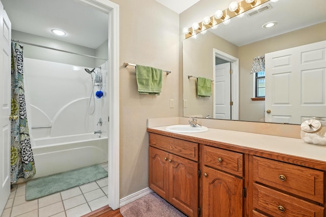 7815 Cozy Cove Rd Unit 3-15, Branson, MO 65616 - full bathroom with vanity, shower / bath combo with shower curtain, and tile patterned floors