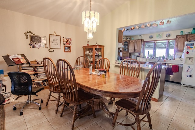 1746 Wall Rd, Mountain Grove, MO 65711 - dining room featuring light tile patterned flooring and a chandelier