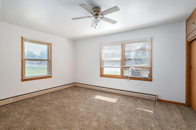 304 N Main St, Lockwood, MO 65682 - unfurnished room featuring cooling unit, a baseboard heating unit, carpet flooring, and a ceiling fan