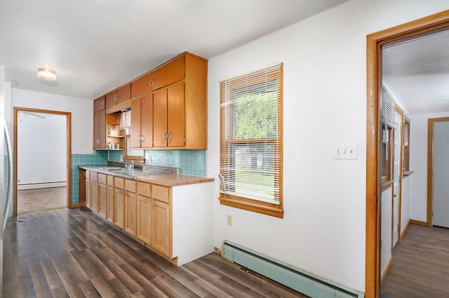 304 N Main St, Lockwood, MO 65682 - kitchen with a baseboard heating unit, dark wood finished floors, and plenty of natural light