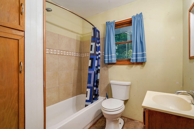 225 S Main St, Greenfield, MO 65661 - full bath featuring shower / bath combo, vanity, and tile patterned floors