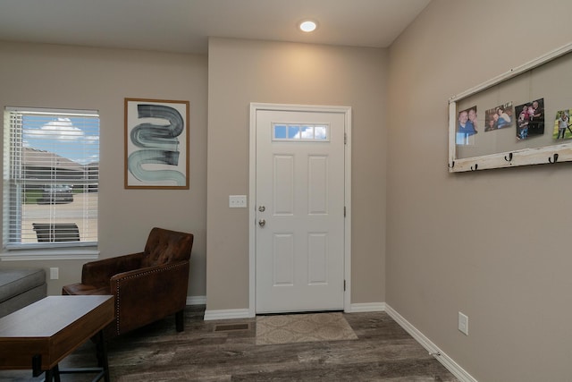 1929 N Brookhollow Dr, Nixa, MO 65714 - foyer entrance with dark wood-style flooring and recessed lighting