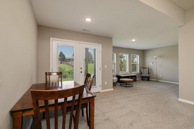 1929 N Brookhollow Dr, Nixa, MO 65714 - dining room with french doors, carpet flooring, and recessed lighting