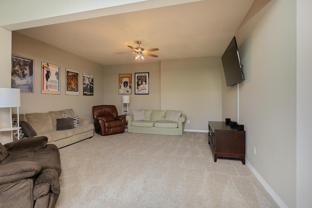 1929 N Brookhollow Dr, Nixa, MO 65714 - living room featuring light carpet and a ceiling fan