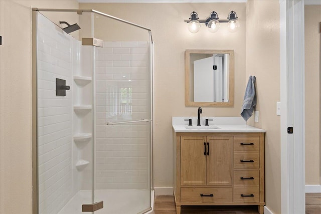 103 W Secluded Ln, Nixa, MO 65714 - full bath with a shower stall, vanity, and wood finished floors