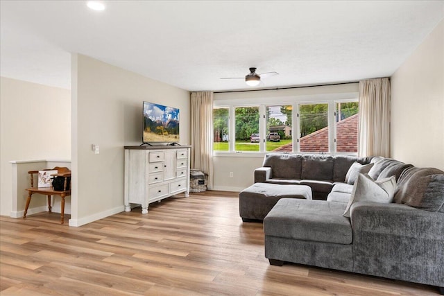 103 W Secluded Ln, Nixa, MO 65714 - living area with light wood-style flooring, ceiling fan, and recessed lighting