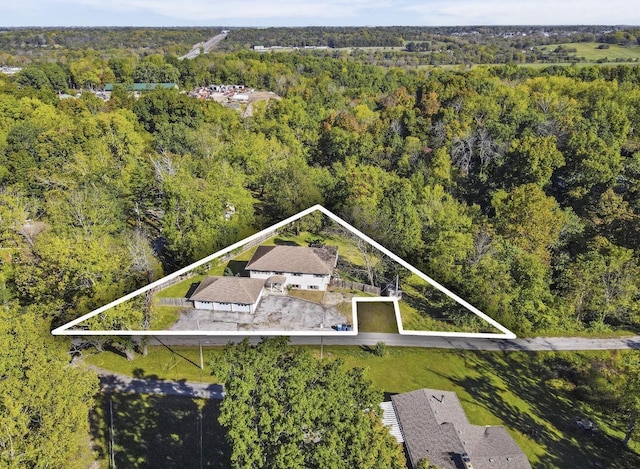 103 W Secluded Ln, Nixa, MO 65714 - aerial overview of property's location featuring a forest and property parcel outlined