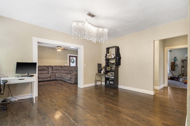 526 S Mccanse St, Mount Vernon, MO 65712 - office space with wood finished floors, a chandelier, and a ceiling fan