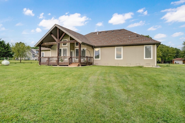 4113 S Farm Rd Unit 223, Rogersville, MO 65742 - rear view of property featuring a deck, a lawn, and roof with shingles
