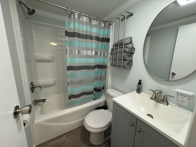110 Blue-Bird Ln, Branson, MO 65616 - full bathroom with crown molding, vanity, shower / tub combo, and wood finished floors
