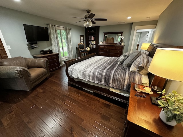1179 N Pine St, Marshfield, MO 65706 - bedroom featuring hardwood / wood-style flooring, recessed lighting, and a ceiling fan