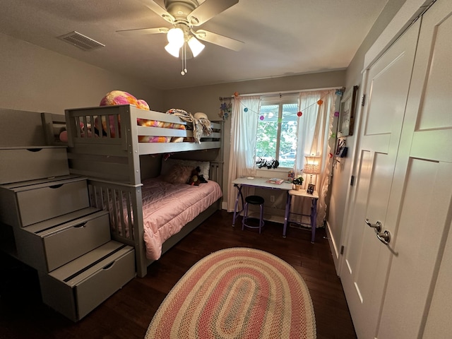 1179 N Pine St, Marshfield, MO 65706 - bedroom with wood finished floors, a closet, and a ceiling fan