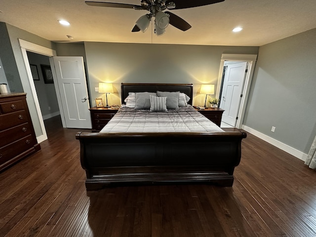 1179 N Pine St, Marshfield, MO 65706 - bedroom featuring dark wood-type flooring, recessed lighting, and ceiling fan