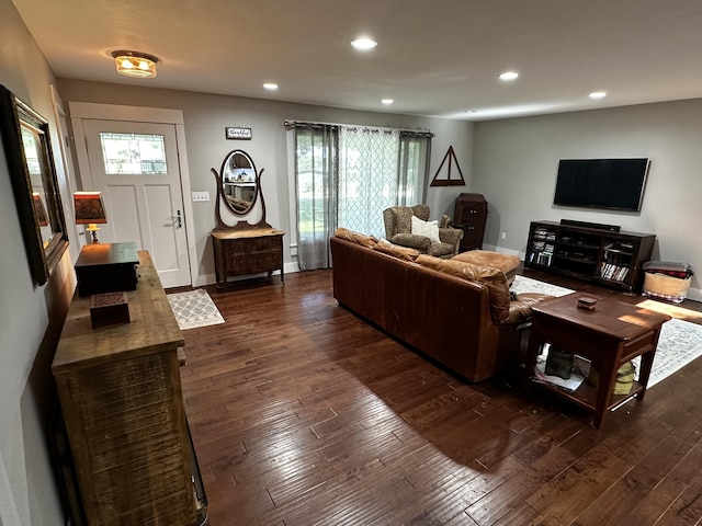 1179 N Pine St, Marshfield, MO 65706 - living room featuring dark wood-type flooring, plenty of natural light, and recessed lighting