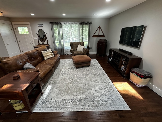 1179 N Pine St, Marshfield, MO 65706 - living area with healthy amount of natural light, recessed lighting, and dark wood-style flooring