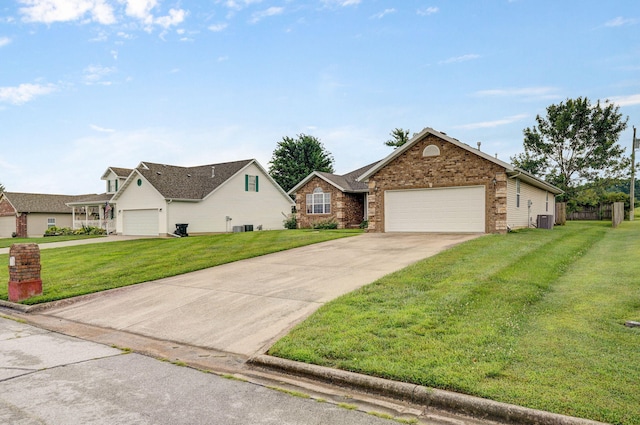 1060 Berkley, Marshfield, MO 65706 - view of front of house with brick siding, a front lawn, concrete driveway, and a garage