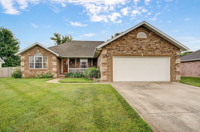 1060 Berkley, Marshfield, MO 65706 - single story home featuring covered porch, brick siding, driveway, an attached garage, and roof with shingles