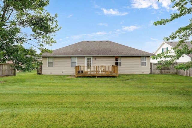 1060 Berkley, Marshfield, MO 65706 - rear view of property with a deck, a fenced backyard, and roof with shingles
