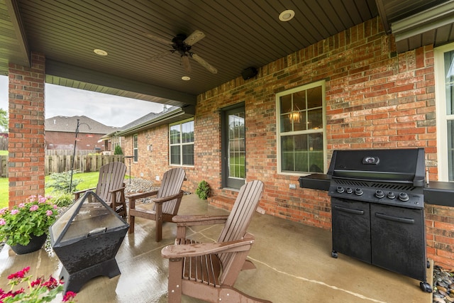 1251 S Rosemoor Dr, Nixa, MO 65714 - view of patio with grilling area and a ceiling fan