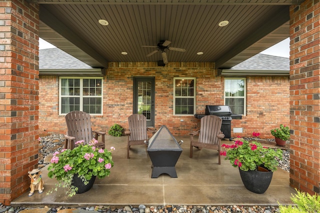 1251 S Rosemoor Dr, Nixa, MO 65714 - view of patio with grilling area and ceiling fan
