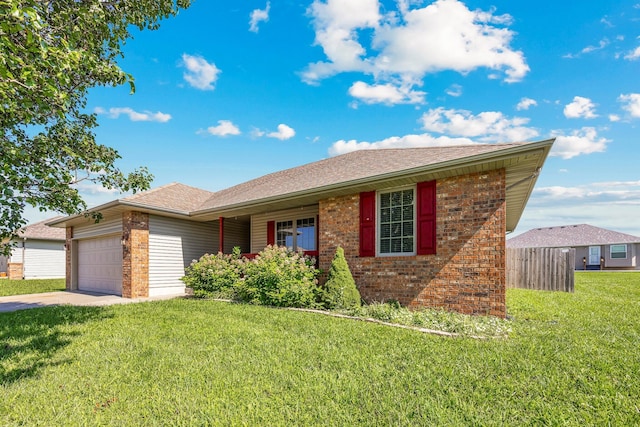 701 Lexington Cir, Clever, MO 65631 - ranch-style home with brick siding, a garage, driveway, and a shingled roof