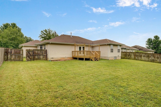 431 S Yellowwood Dr, Springfield, MO 65809 - rear view of house featuring crawl space, a deck, and a fenced backyard