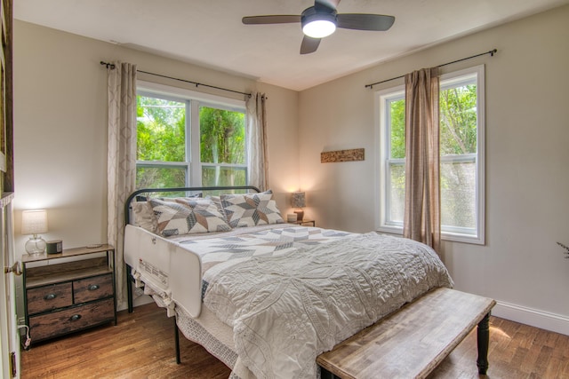 135 Roark Ave, Branson, MO 65616 - bedroom with wood finished floors, multiple windows, and ceiling fan