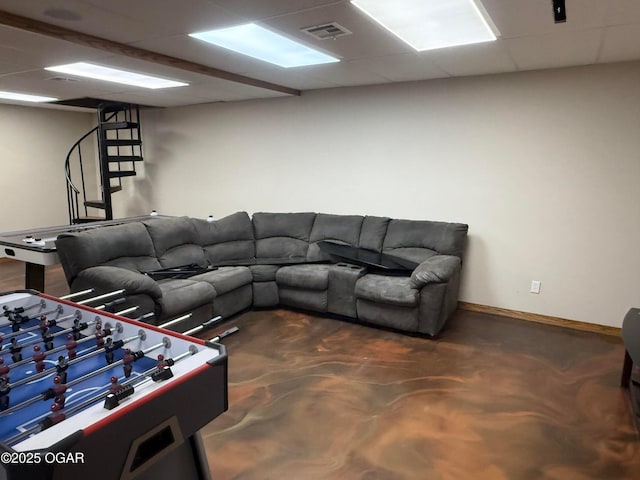 318 Fox Fire Ct, Joplin, MO 64801 - recreation room with concrete flooring and a paneled ceiling