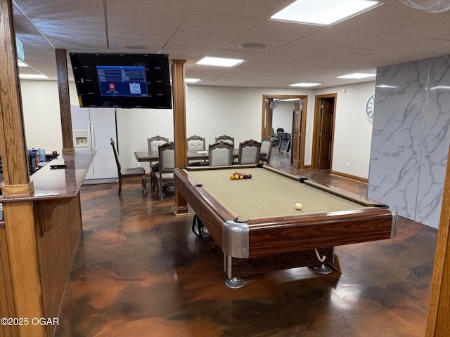 318 Fox Fire Ct, Joplin, MO 64801 - rec room with pool table, a drop ceiling, and finished concrete floors