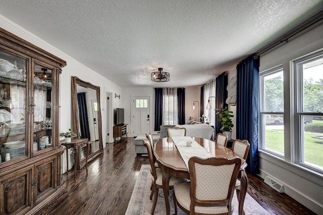 1508 S Moffet Ave, Joplin, MO 64804 - dining room with a textured ceiling, dark wood finished floors, and healthy amount of natural light