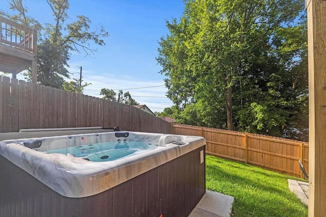 302 W College St, Branson, MO 65616 - view of pool with a hot tub and a fenced backyard