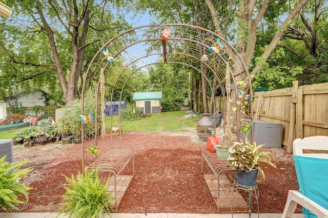 1648 N Yates Ave, Springfield, MO 65803 - fenced backyard featuring a storage unit