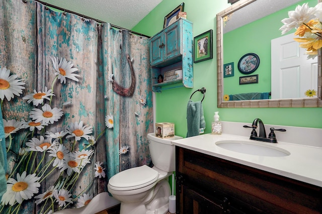 1648 N Yates Ave, Springfield, MO 65803 - bathroom featuring a textured ceiling, vanity, and a shower with curtain
