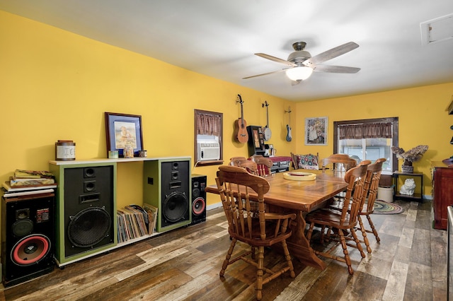 1648 N Yates Ave, Springfield, MO 65803 - dining area with hardwood / wood-style floors, ceiling fan, and cooling unit